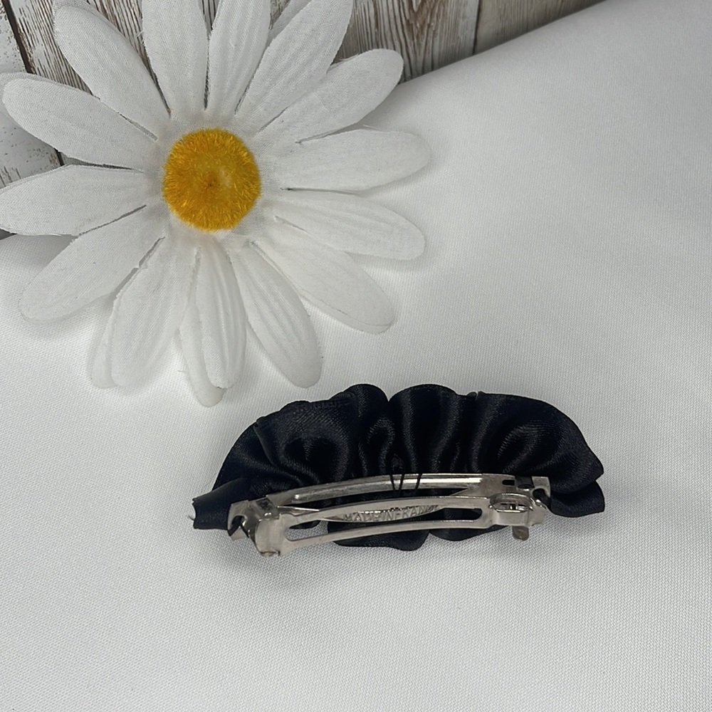 French Black Satin Barrette